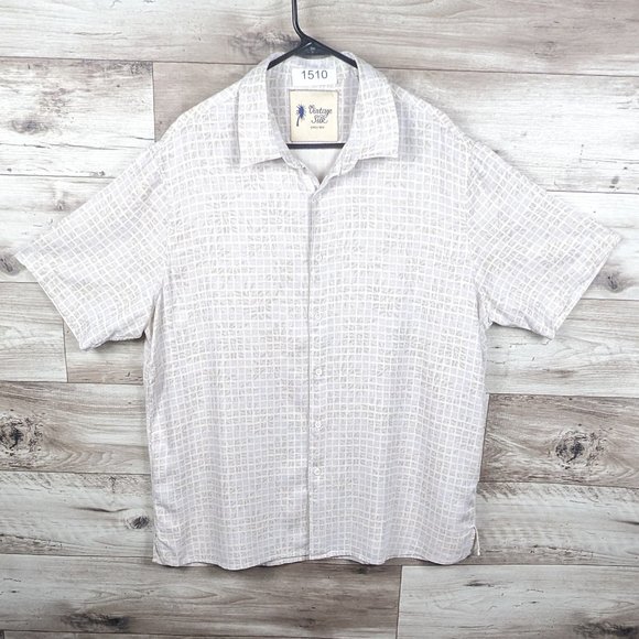 Vintage Silk* Men's Short Sleeve Button Down Curved Hem Size~ XXL - Picture 10 of 10